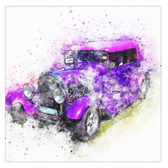 Car Old Car Art Abstract Large Satin Scarf (square)