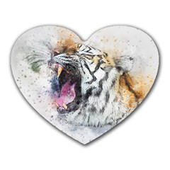 Tiger Roar Animal Art Abstract Heart Mousepads by Celenk