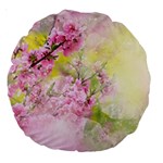 Flowers Pink Art Abstract Nature Large 18  Premium Round Cushions Front