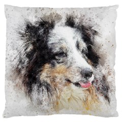 Dog Shetland Pet Art Abstract Large Cushion Case (two Sides)