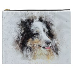 Dog Shetland Pet Art Abstract Cosmetic Bag (xxxl)  by Celenk