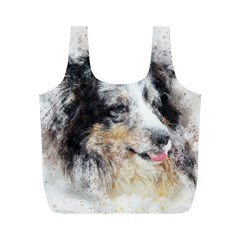 Dog Shetland Pet Art Abstract Full Print Recycle Bags (m)  by Celenk