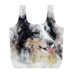 Dog Shetland Pet Art Abstract Full Print Recycle Bags (l)  by Celenk