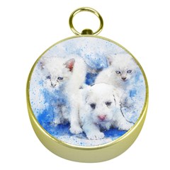 Dog Cats Pet Art Abstract Gold Compasses by Celenk