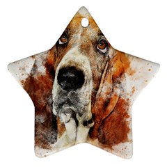 Dog Basset Pet Art Abstract Star Ornament (two Sides) by Celenk