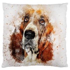 Dog Basset Pet Art Abstract Large Flano Cushion Case (two Sides) by Celenk