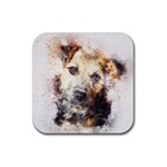 Dog Animal Pet Art Abstract Rubber Coaster (Square)  Front