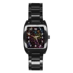 Background Grid Art Abstract Stainless Steel Barrel Watch