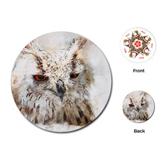 Bird Owl Animal Art Abstract Playing Cards (round)  by Celenk