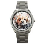 Dog Animal Pet Art Abstract Sport Metal Watch Front