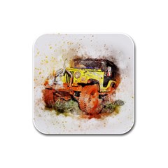 Car Old Car Fart Abstract Rubber Square Coaster (4 Pack)  by Celenk