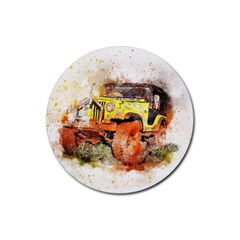 Car Old Car Fart Abstract Rubber Round Coaster (4 Pack)  by Celenk