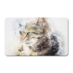 Cat Animal Art Abstract Watercolor Magnet (rectangular) by Celenk