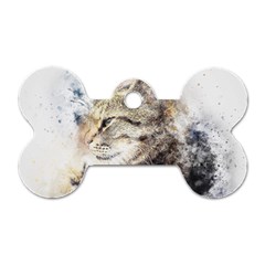 Cat Animal Art Abstract Watercolor Dog Tag Bone (one Side) by Celenk