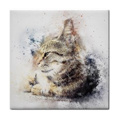 Cat Animal Art Abstract Watercolor Face Towel by Celenk
