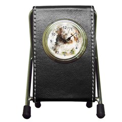 Dog Animal Pet Art Abstract Pen Holder Desk Clocks