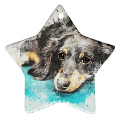 Dog Animal Art Abstract Watercolor Star Ornament (two Sides) by Celenk