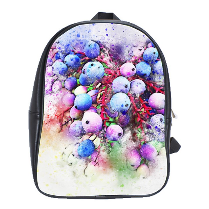 Berries Pink Blue Art Abstract School Bag (Large)