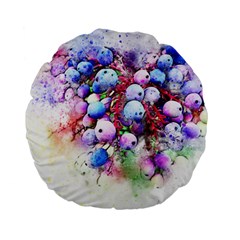 Berries Pink Blue Art Abstract Standard 15  Premium Flano Round Cushions by Celenk