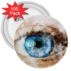 Eye Blue Girl Art Abstract 3  Buttons (100 Pack)  by Celenk