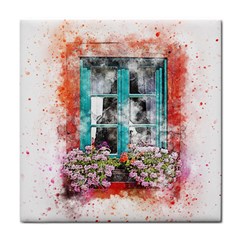 Window Flowers Nature Art Abstract Tile Coasters by Celenk