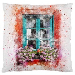 Window Flowers Nature Art Abstract Large Cushion Case (two Sides)