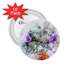 Flowers Bouquet Art Abstract 2 25  Buttons (10 Pack)  by Celenk