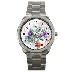 Flowers Bouquet Art Abstract Sport Metal Watch by Celenk