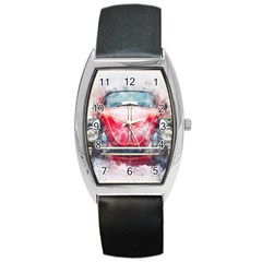 Red Car Old Car Art Abstract Barrel Style Metal Watch by Celenk