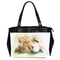 Bear Baby Sitting Art Abstract Office Handbags (2 Sides)  by Celenk