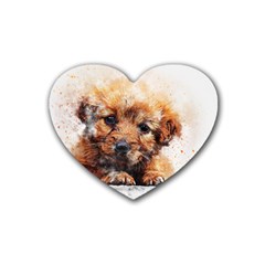 Dog Puppy Animal Art Abstract Rubber Coaster (heart)  by Celenk