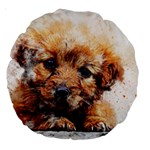 Dog Puppy Animal Art Abstract Large 18  Premium Round Cushions Back