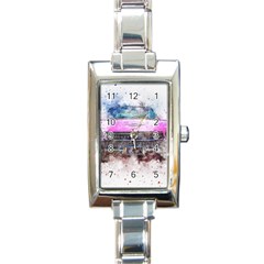 Pink Car Old Art Abstract Rectangle Italian Charm Watch by Celenk