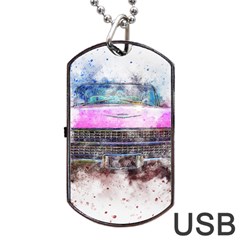 Pink Car Old Art Abstract Dog Tag Usb Flash (two Sides) by Celenk