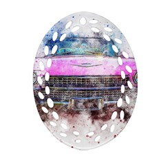 Pink Car Old Art Abstract Ornament (oval Filigree) by Celenk