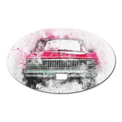 Car Old Car Art Abstract Oval Magnet by Celenk