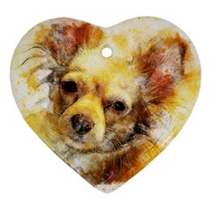 Dog Animal Art Abstract Watercolor Ornament (Heart)