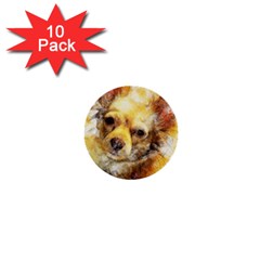 Dog Animal Art Abstract Watercolor 1  Mini Buttons (10 pack) 