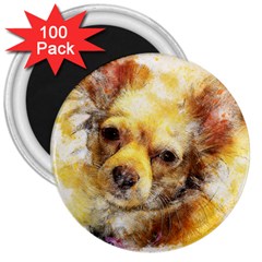 Dog Animal Art Abstract Watercolor 3  Magnets (100 pack)