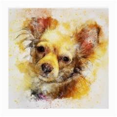 Dog Animal Art Abstract Watercolor Medium Glasses Cloth (2-Side)