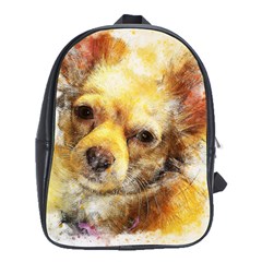 Dog Animal Art Abstract Watercolor School Bag (XL)