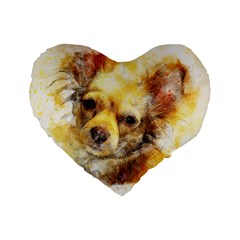 Dog Animal Art Abstract Watercolor Standard 16  Premium Heart Shape Cushions