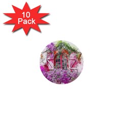 Window Flowers Nature Art Abstract 1  Mini Buttons (10 Pack)  by Celenk