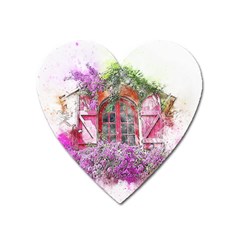 Window Flowers Nature Art Abstract Heart Magnet by Celenk