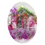 Window Flowers Nature Art Abstract Oval Ornament (Two Sides) Front