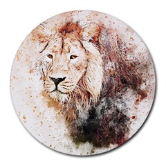 Lion Animal Art Abstract Round Mousepads