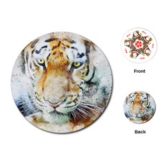 Tiger Animal Art Abstract Playing Cards (round)  by Celenk