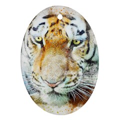 Tiger Animal Art Abstract Oval Ornament (two Sides) by Celenk