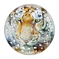 Tiger Animal Art Abstract Round Filigree Ornament (two Sides) by Celenk