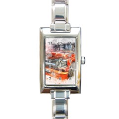 Car Old Car Art Abstract Rectangle Italian Charm Watch by Celenk